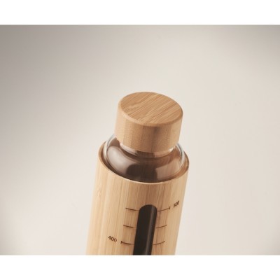 Botella de vidrio con tapa y funda personalizada
